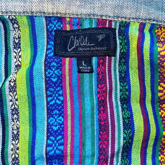 Chiqle tribal tapestry accent jean jacket - Picture 4 of 6
